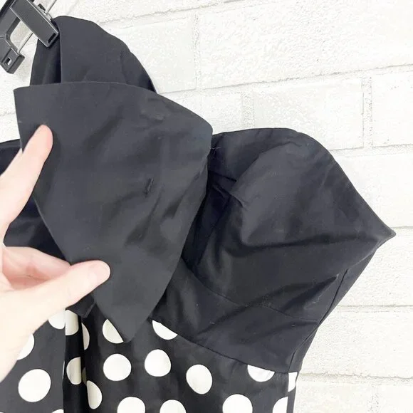 Hutch for Anthropologie Black & White Polka Dot Strapless Dress with Bow Size 4P - Picture 8 of 13